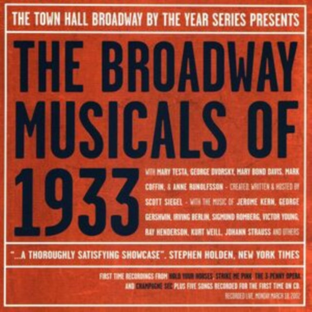 Various Artists - Broadway Musicals Of 1933 (With Mary Testa-George Dvorsky) (CD)