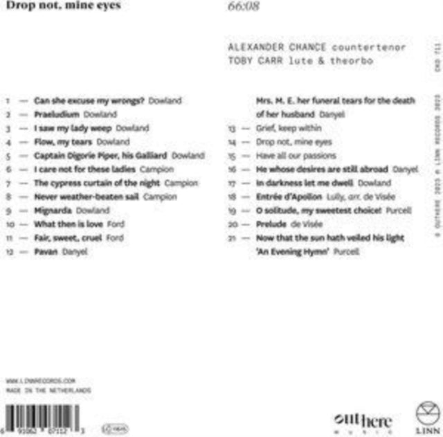 Alexander Chance; Toby Carr - Drop Not, Mine Eyes (CD)