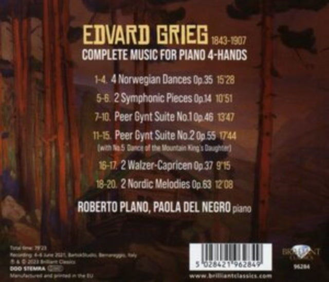 Roberto Plano; Paola Del Negro - Grieg: Complete Music For Piano 4-HANDS; Peer Gynt Suites (CD)