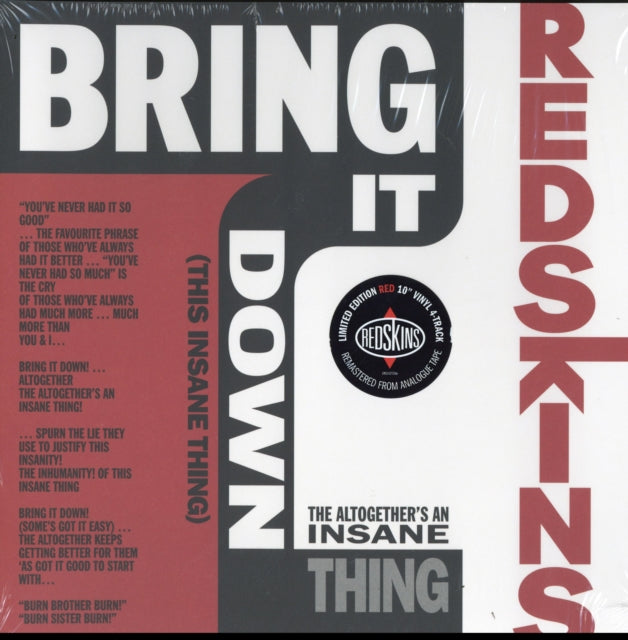 Redskins - Bring It Down (This Insane Thing) (Limited Red 10 Inch) (Vinyl Single) (US Import)