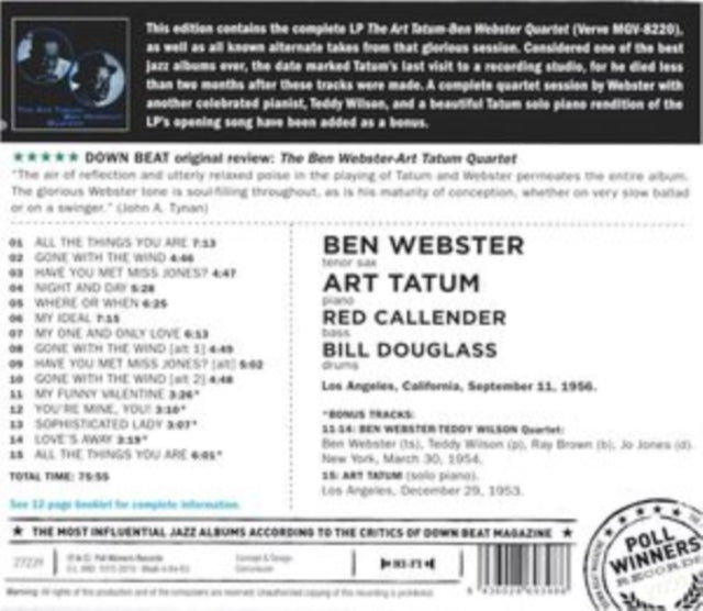 Ben Webster / Art Tatum - Ben Webster & Art Tatum Quartet (CD)